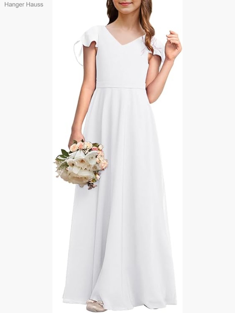 Chiffon A-Line Junior Bridesmaid Dress Floor-Length V-Neck